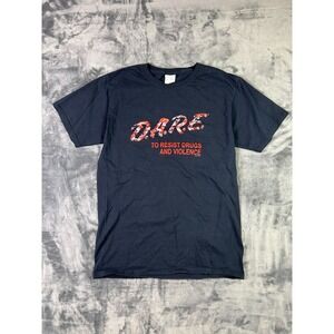 Vintage D.A.R.E. T-Shirt Black‎ Red Camo Logo "To Resist Drugs" Men's S USA Made